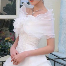 ผ้าคลุมไหล่ ผ้าแก้วสำหรับชุดแต่งงานและราตรีแฟชั่นเกาหลีสีขาวสวยหรูหรา - พร้อมส่งYA011 ราคา440บาท